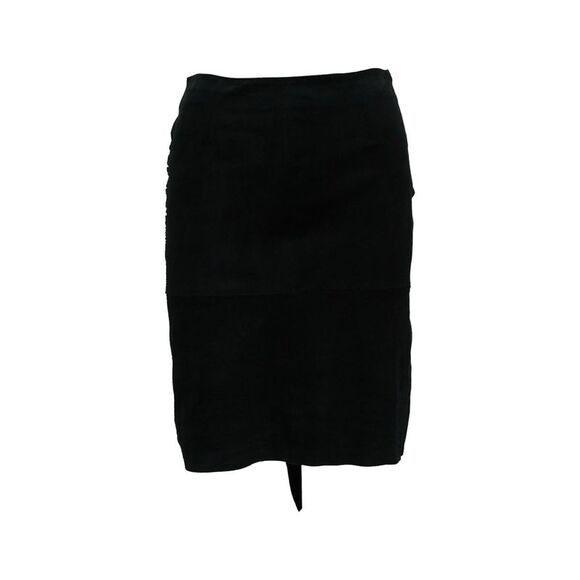 Ba & Sh Asymmetric Skirt in Black Goatskin Leather - Picture 1 of 7